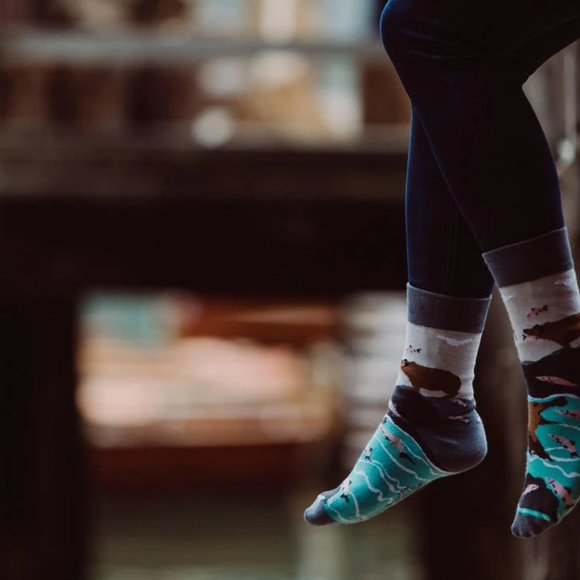 Bear and Fish Mismatched Socks - Picture 2 of 3